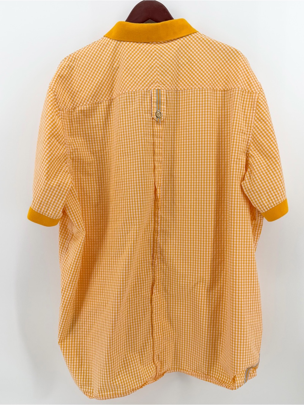 Cavi Men 4XL Shirt Short Sleeve Orange White Gingham Plaid Urban Streetwear Flaw - Picture 3 of 16